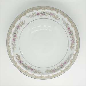 Meito China Kenwood Japan Round Salad Bowl Pink Green Floral Pattern